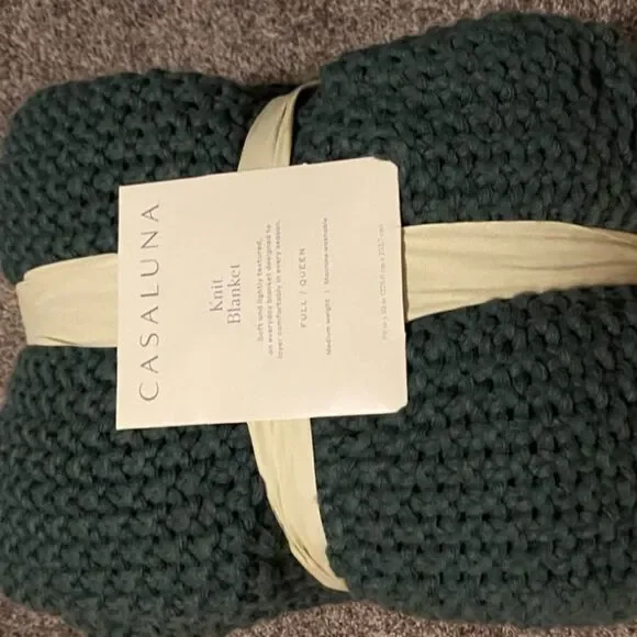 CASALUNA•Knit blanket Full/Queen Dark teal - Picture 2 of 4